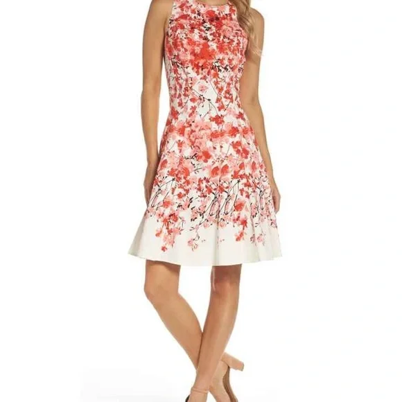 (2) Maggy London fit and flare dresses (red and blue).  Size 8. EUC - Picture 3 of 6